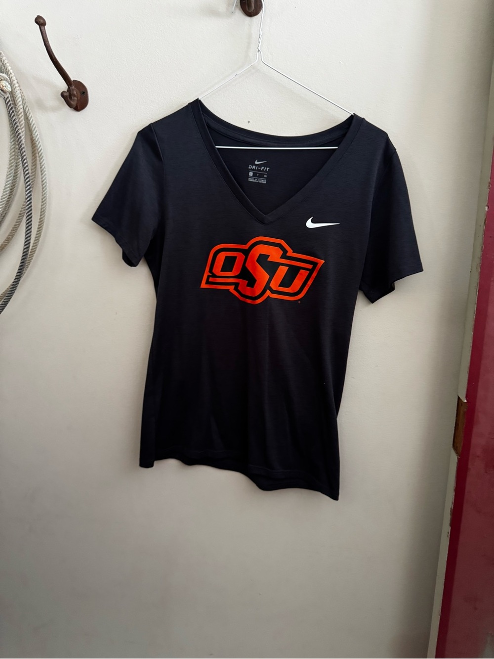 Nike Black V-Neck Tee with Orange OSU Logo